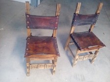 2 SEDIE STILE SPAGNOLO TUTTO MASSELLO DA RESTAURARE