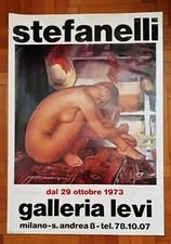 Manifesto con dedica e firma di Romano Stefanelli - Galleria Levi Milano. 1973