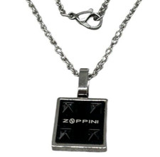 Collana uomo catenina ciondolo medaglietta quadrata color argento e nero Zoppini