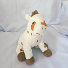 TY Pluffies Cavallo Crema Marrone Maculato Peluche Fagiolo Giocattolo Dipinto Pony 9 Pollici 2005