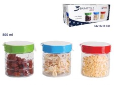 Set 3 Tris Barattoli Vetro Con