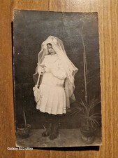 21113. Fotografia cartolina bambina Prima Comunione italia 14x9