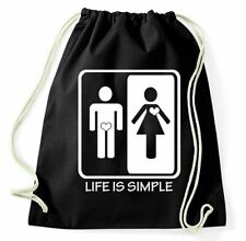 Life Is Simple Borsa Da Sport Uomo Donna Zaino Juta Frase Divertente
