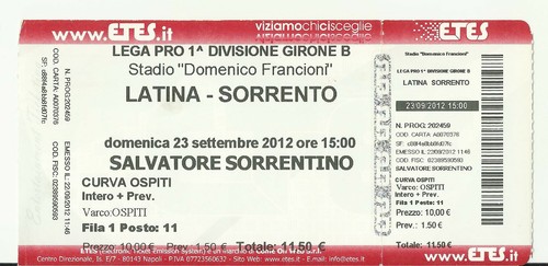 Biglietto stadio calcio lega - stadio,