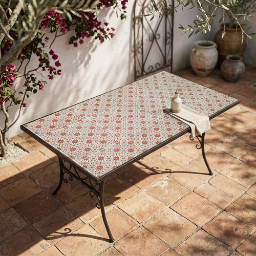 Tavolo giardino maiolica rossa