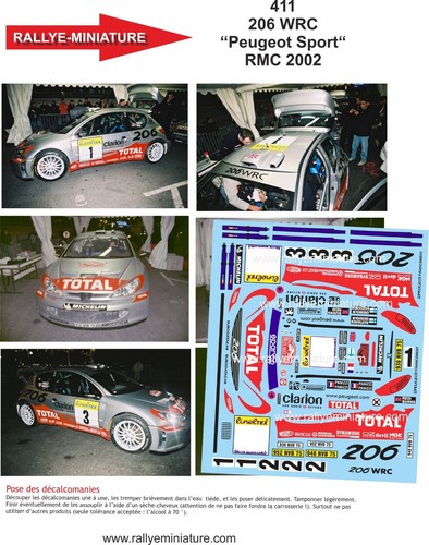 Decals ref 0411 peugeot - 1/24,