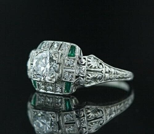 Anello art deco rotondo creato - anello,