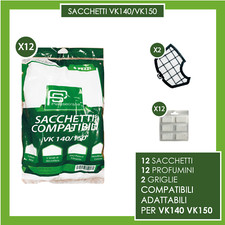 VORWERK FOLLETTO KOBOLD KIT PER VK140 VK 150 12 SACCHETTI 12 PROFUMINI 2 GRIGLIE