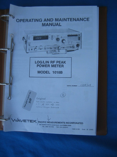 Wavetek 1018b manuale - manuale, uso