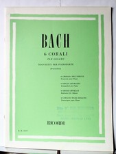 BACH 6 Corali (per Organo) Trascritti per Pianoforte Perrachio Ed. RICORDI Nuovo