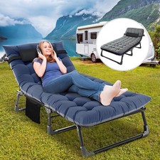 NAIZEA Lettino da Campeggio Pieghevole da Esterno Patio Sdraio con Tappetino