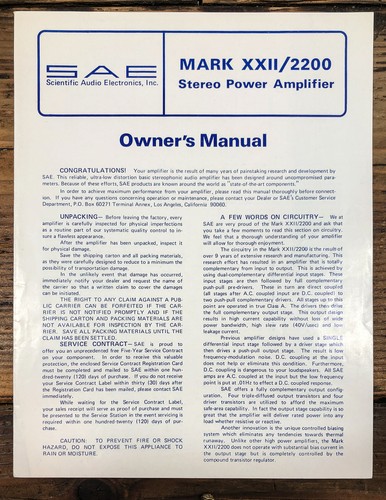 Amplificatore sae mark 2200 - amplificatore,