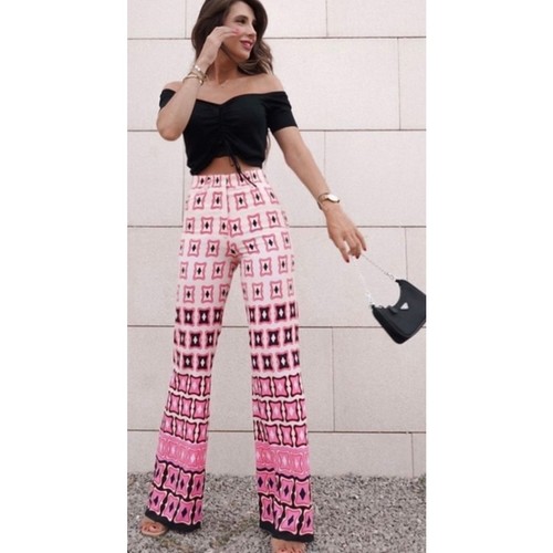 Zara pink printed flared - zara,