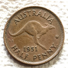 1951 Australia half penny Coin