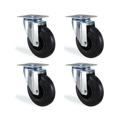Set ruote girevoli gomma - , nera