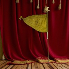 Bandiera Lancia Alabarda Argento ottone Orientale Scena Presepe 59 Cm