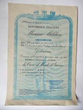 NAVE OSPEDALE 2 WW ship MARINA MILITARE 1956 CROCE AL MERITO diploma