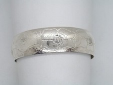 Bracciale rigido in Argento 925 - Braccialetto a schiava - lucido- inciso a mano