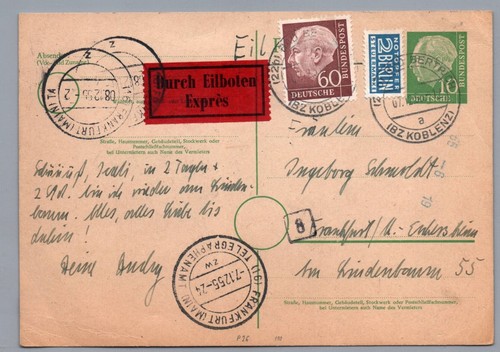 Bund heuss intero postale con - intero,