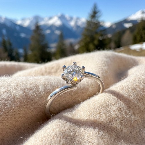 Anello solitario cara - cara, con