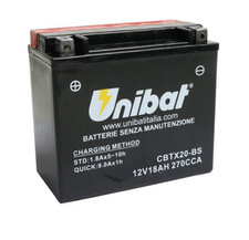 BATTERIA UNIBAT CBTX20-BS = YTX20-BS 12V 18AH ARCTIC CAT THUNDERCAT 1000 2010