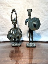 SCULTURA SARDA IN BRONZO ARTE NURAGICA SARDEGNA VINTAGE COPPIA (2)