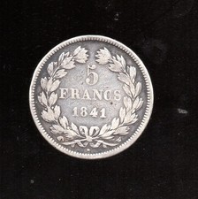 Moneta Argento 5 Franchi 1841
