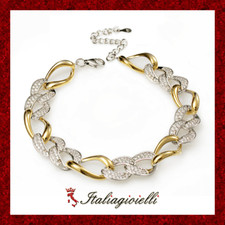 Imperiale Bracciale Bicolore in Argento 925 Rodiato e Placcato Oro con Zirconi