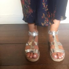 Sandali stile Espadrillas Argentati 