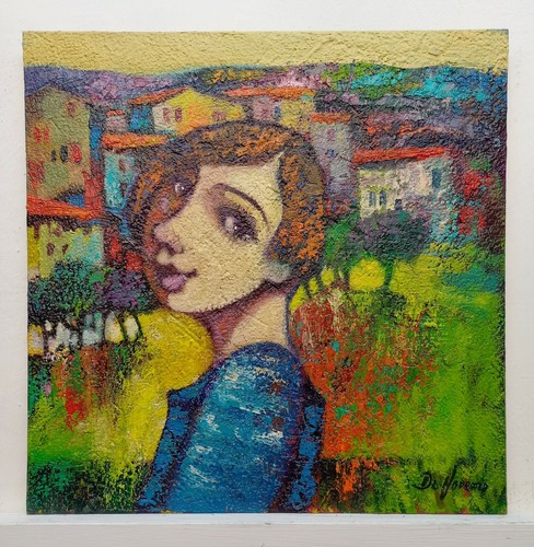 Quadro dipinto paesaggio con - dipinto,