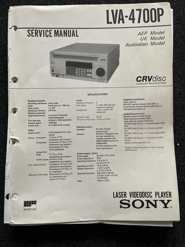 Sony lva 4700p lettore - sony, lva-4700p