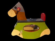 Cavallo A Dondolo Legno Vintage D’epoca Dipinto Gioco Cavalcabile Anni 70