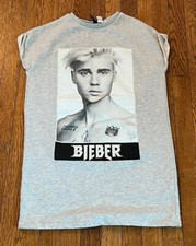 Felpa Justin Bieber Purpose Tour H&M camicia da notte senza maniche taglia 2 grigia