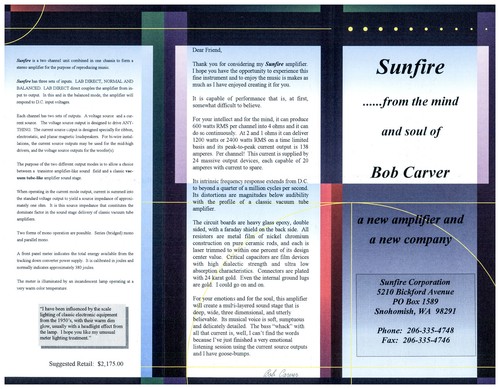 Bob carver sunfire subwoofer - bob,