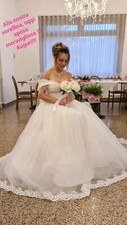 Abito Vestito da Sposa Tulle Bianco Spalle Scoperte 