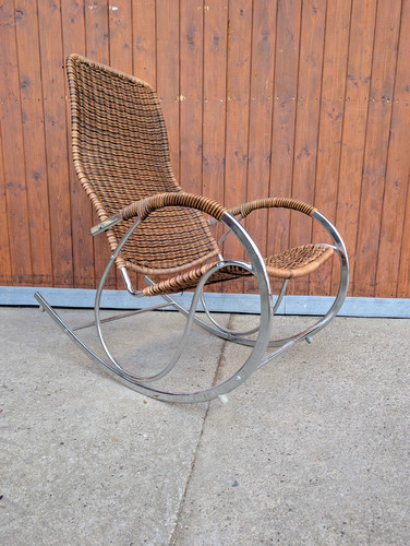 Sedia dondolo design - a, cromo