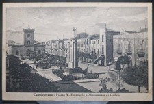 Cartolina Castelvetrano - Piazza V. Emanuele E Mon Ai Caduti Con Fascio Littorio