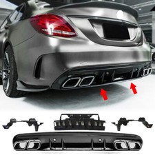 Diffusore per Mercedes C W205 S205 AMG Line 15-21 C63 Look Scarico Cromato