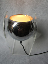 Lampada da tavolo GINO SARFATTI Arteluce anni 70 supporto acrilico sfera cromata 21,5x12x10,5 cm
