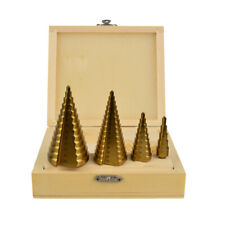SET 4 PUNTE FRESE CONICHE A SCALINO GRADINI ALLARGA FORI 4-39 MM FRESA CONICA