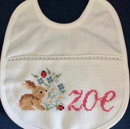 Bavaglino punto croce zoe - bavaglino, "zoe"
