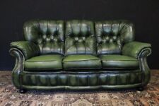 Divano tre posti originale Chesterfield / Chester / inglese / pelle verde chiaro