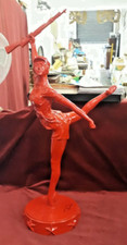 RED LACQUERED BRONZE SCULPTURE "DANCE TO VICTORY" 20/48 by HUANG GANG - 81cm 