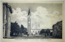 MOGLIANO VENETO - VIA DON BOSCO - CHIESA ARCIPRETALE - CARTOLINA D'EPOCA  1948