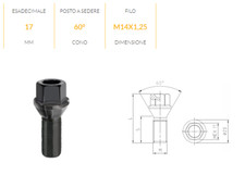 B175B BULLONE RUOTE OEM M14 x
