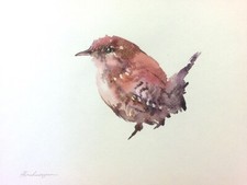 Wren, Birds, Watercolor artwork, Handmade, Original painting on paper