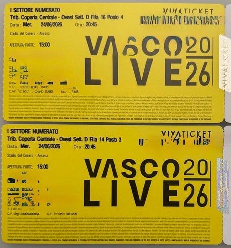 Vendo biglietti vasco - vendo, 2