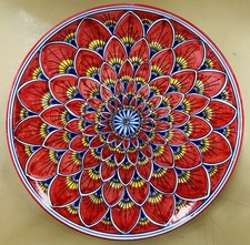 Deruta pottery - 12’’ Plate Peacock Pattern Made/painted by hand Italy