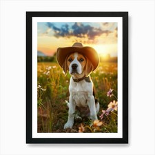 Stampa artistica cowboy Beagle