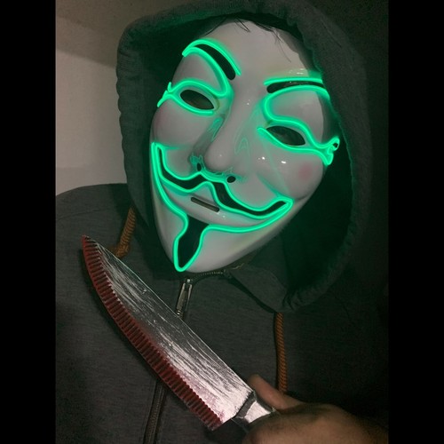 Maschera verde led anonima - verde,
